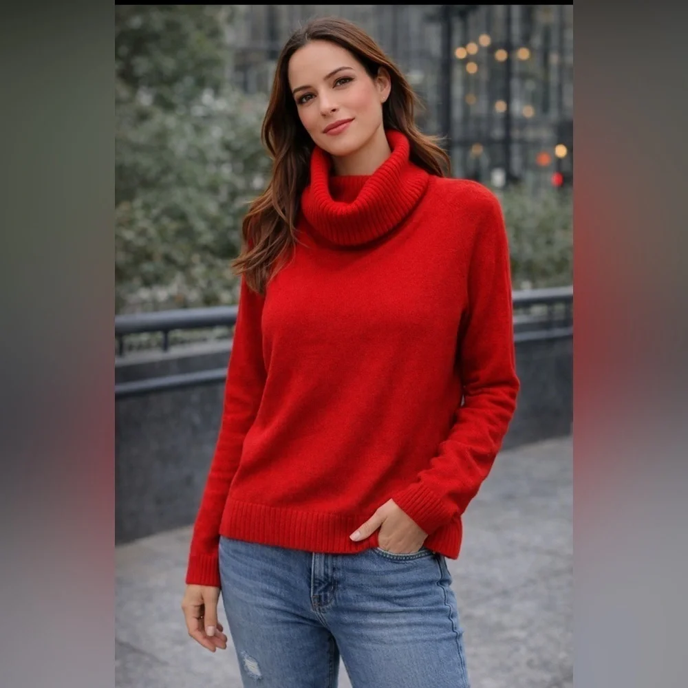 J Crew Merino Wool Blend Red Sweater Size medium